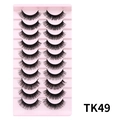 TK49 10 paar Russische DD curl kunstwimpers in roze plastic tray verpakking - Dikke gekrulde stijl (TK49)