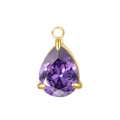 Pear-shaped purple zircon pendant with gold stainless steel base for DIY jewelry - Gold Color Setting / Feb Purple (Zirconia)
