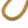 Detailed macro shot of the golden flat snake chain texture with polished finish - 45cm / Gold 3mm