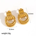 Orecchini a cerchio geometrici concentrici in oro 18 carati da donna, 31,5 mm - Stile Oro (TE60078-G)