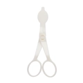 White plastic baby nasal tweezers and booger cleaner clip on a clean white background - Flower Lifter Scissors