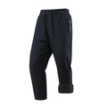 Dunkelblaue Herren-Jogginghose mit Fleece-Futter, Kordelzug am Bund und Lauf-Print-Detail - XS / Dunkelblau