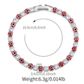 Detail showing red evil eye tennis bracelet with silver metal and zircon measurements - 18K White Gold Plated / Silver-Red Evil Eye (KB0768-1)