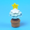 Handmade crochet Christmas tree potted plant with blue and mint green layers - Gradient Blue - Christmas Tree Potted Plant (Mini Woolen Pot)