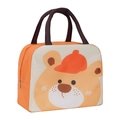 Orange insulated lunch bag with cute bear pattern for students and office workers - Orange Bear Big Eyes Cute