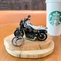 Detailed miniature alloy motorcycle model keychain featuring realistic cruiser bike design - Pullback Motorcycle - White
