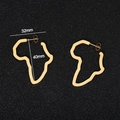 Gold African map stud earrings in polished stainless steel, size 32mm by 40mm - Height 40mm / Gold