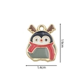Christmas penguin alloy pendant with reindeer antlers and red scarf, 1.9cm x 1.4cm - 2343 Penguin with Antlers