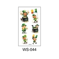 Waterproof St. Patrick's Day tattoo sheet featuring leprechauns and clovers - WS-044 - WS-044