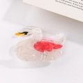 Swan shaped acetate hair claw clip with white marble pattern and red accents - White Swan (015-2-19)