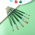 7-piece professional filbert paintbrush set with green wooden handles and synthetic bristles - 7Pcs Filbert HB002C / Dark Green