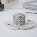 Grey geometric honeycomb scented candle 5x5x7.5cm on white marble tray for home decor - Honeycomb Grey (Blackberry Basil)