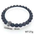 Elastic lava stone bracelet with 8mm volcanic beads and silver skull charm detail - 8mm Bead Silver Skull Bead Style (KB205880-Z)