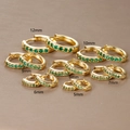 Pendientes de aro de plata S925 con circón verde en siete tallas de 5 a 12mm - Dorado con Strass Verde