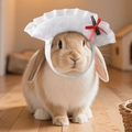 Cute white dumpling shape pet hat for cats with red bow and plush texture detail - Dumpling Shape Hat-Small
