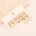 Set of gold stainless steel earrings with sparkling pineapple, heart, and crystal hoop designs - Pineapple and Heart (2# Heart)
