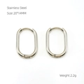 Minimalist 18k gold plated stainless steel oval hoop earrings with snap closure - Slim Oval Style (988) / Steel