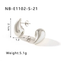 Polished silver teardrop earrings in a sleek water drop shape with shiny finish - 21mm / Hand Polished / Hollow / Steel