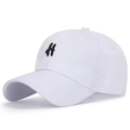 Berretto da baseball bianco minimalista con lettera H ricamata nera sulla fronte - Regolabile / Bianco
