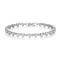 Silver S925 tennis bracelet featuring pear and round cut cubic zirconia stones - Drop Round Set / Platinum Plated / 16.5cm