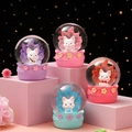 Dreamy fox crystal ball night light with flower basket base and lucky engraving - 25-23# (lights + Snowflakes)