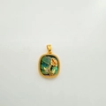 18K gold-plated rectangle rose pendant with abalone shell inlay and zircon stone - Gold Square Rose (Abalone Shell)