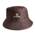 Detail of coffee brown bucket hat showing fabric texture and white St.Michel embroidery - 55-58cm / Coffee Brown (St.Michel)