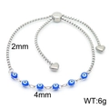 Silver adjustable evil eye bracelet with 2mm chain and 4mm blue resin eye elements - Light Blue Evil Eye Style (KB169511-Z)