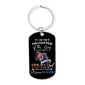 Black military tag keychain for daughter with floral print and inspirational message - CW0049 Religious Faith Flowers