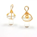 Pendentif champignon en cristal clair fait main avec décoration en fil doré - Transparent Ton Or