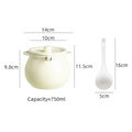 750ml cream ceramic lard jar with lid and spoon, dimensions 14x11.5cm for kitchen storage - 700ml Milk White (Double Ear)