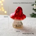 Red mushroom glass lamp decoration with dimensions and battery info for Christmas - Mushroom / Red