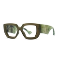 Occhiali anti luce blu verde oliva con montatura in acetato marmorizzato vista a 45 gradi - Marrone