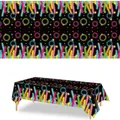 Neon glow party disposable PE tablecloth with colorful splash patterns 54x108 inches - Glow Tablecloth Style B