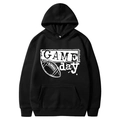 Black American football hoodie featuring Game Day print in a loose casual style - S / Tops / Black (GAME Day Print)