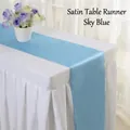Sky blue satin table runner with a smooth glossy finish for wedding banquet decoration - 30x275cm / Sky Blue