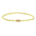 Minimalist handmade beaded bracelet featuring lemon yellow beads and golden metal spheres - Lemon Yellow