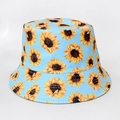 Blauer Fischerhut mit Sonnenblumenmuster im faltbaren Streetstyle-Design für Damen - Erwachsene 55-58cm / Sonnenblume Blau