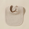 U-shaped beige cotton muslin baby bib with adjustable snap button closure - Khaki