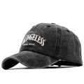 Dark grey washed cotton baseball cap with white ANGELESS VINTAGE embroidery - Adjustable / Washed Black