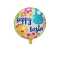 18-inch Happy Easter balloon with yellow chick and blue rabbit floral design - 18 Inch Round Chick & Blue Bunny