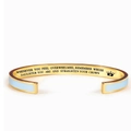 Gold-plated C-shaped bangle with light blue inlay and Mother Daughter crown engraving - Daughter / Sky Blue