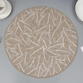 Set de table rond en jute naturelle avec motifs de feuilles blanches style nordique - Sans Franges Motif Blanc 4