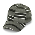 Dettaglio del cappellino a righe grigie e bianche con tessuto intrecciato strutturato - Taglia Unica (56-60cm) / A Righe Grigie e Bianche (B)