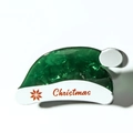 Molla per capelli a forma di cappello di Babbo Natale verde con fiocchi di neve bianchi - Stile Cappello di Natale Verde