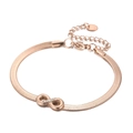 Rose gold infinity symbol bracelet with flat snake chain and white crystals - Rose Gold