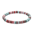 Bracciale natalizio con perline di argilla rosse, verdi e bianche e ciondoli festivi - Stile di base / 003-Misto Rosso Bianco Verde