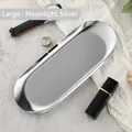 Large oval stainless steel tray in moonlight silver finish with a polished mirror surface - Stainless Steel / Large / Oval Silver (23*9.5cm)