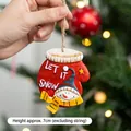 Christmas glove ornament with snowman and Let It Snow text, 7cm hanging decoration - Red Snowman Mitten