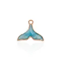 Blauer Walflossen-Anhänger aus Roségold-Legierung mit Glitzer-Emaille für DIY-Schmuck - Fischschwanz / Seeblau